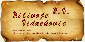 Milivoje Vidačković vizit kartica